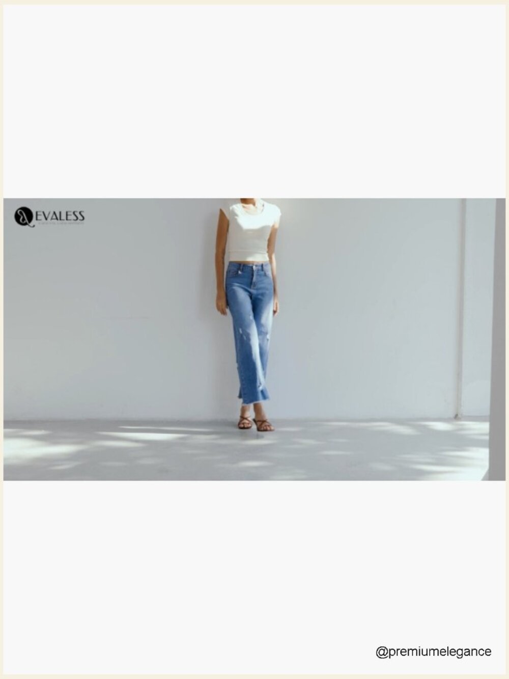 Wide Leg Stretchy Distressed Raw Hem Ankle Jeans with Pockets - Picture 7 of 7